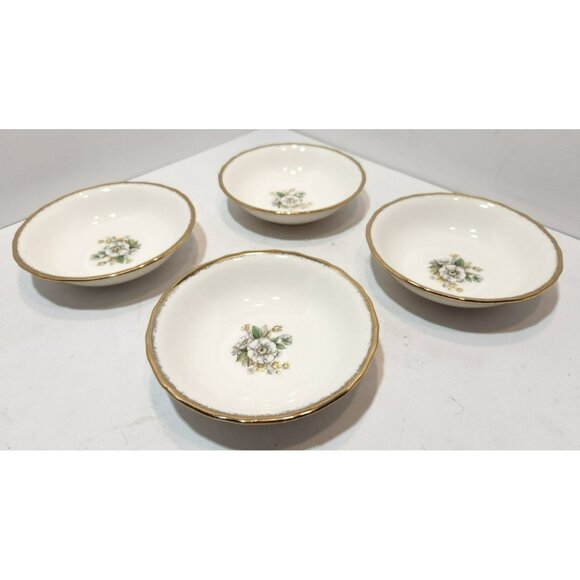 Vtg Royal Tudor Porcelain Linda Floral Pattern 5" Fruit/Dessert Bowls Set Of 4 - Picture 1 of 7